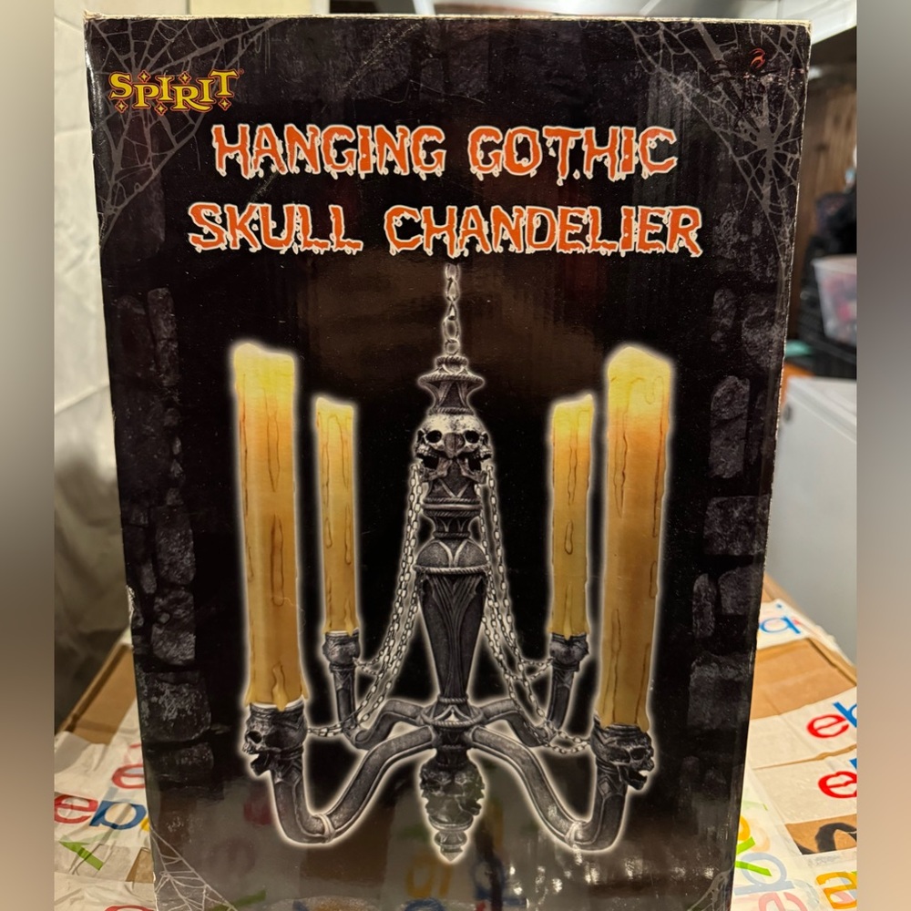 Spirit Halloween Hanging Gothic Skull Chandelier Decor Decoration Goth Home
